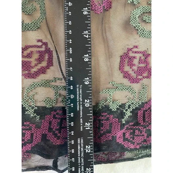 Sundance Lucky In Love Sleeveless Dress Size 10 Black Tulle Embroidered Overlay - Picture 15 of 16